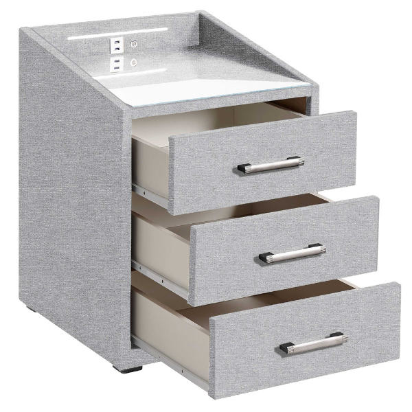 Table de nuit Bronco avec éclairage & porte USB - gris - Image 3