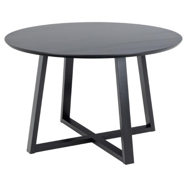 Table de salle à manger Malika Ø120 cm - placage de chêne laqué noir - Image 8