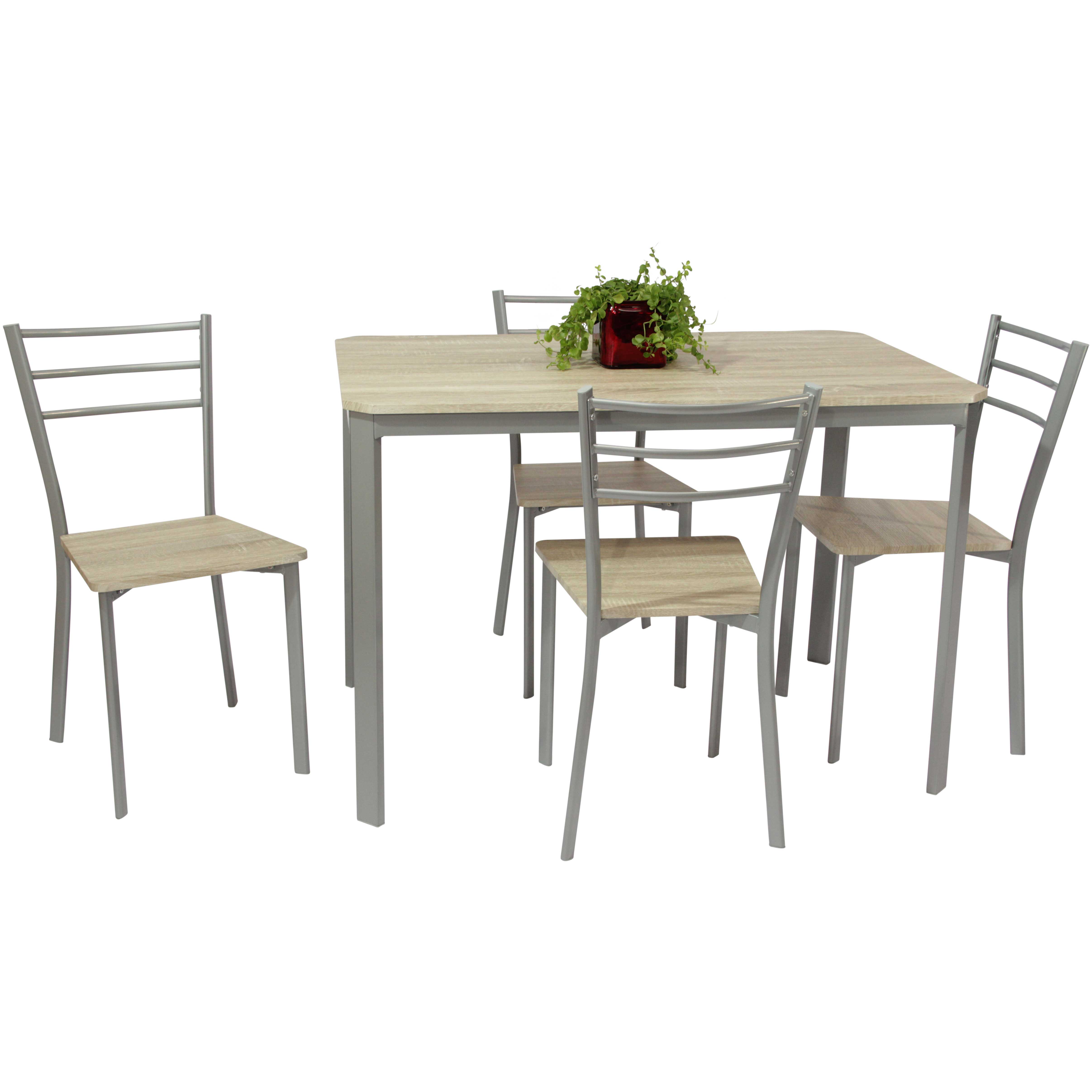 Table et chaises Arena, 4 chaises - décor chêne