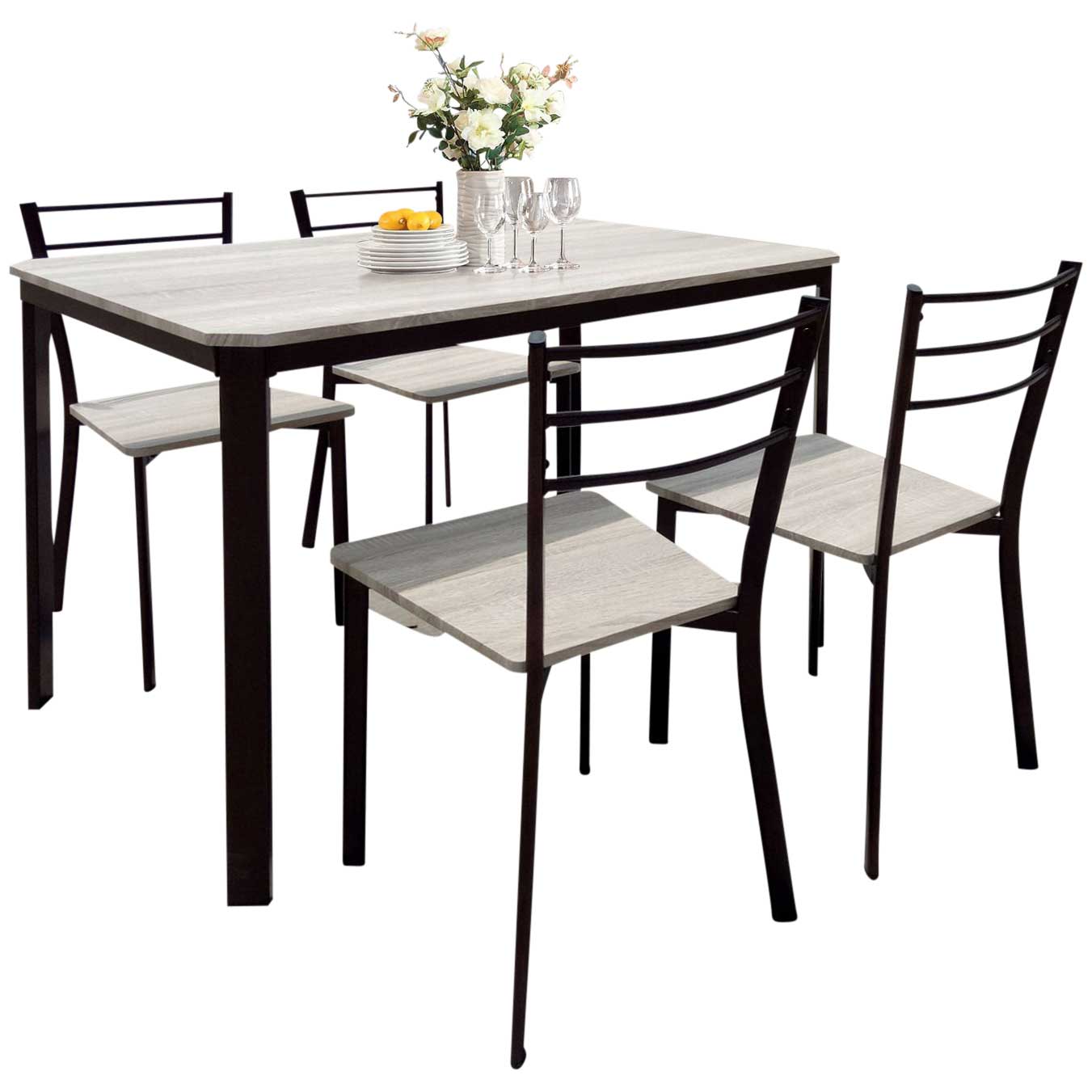 Table et chaises Lily, 4 chaises - beige/noir - Image 2