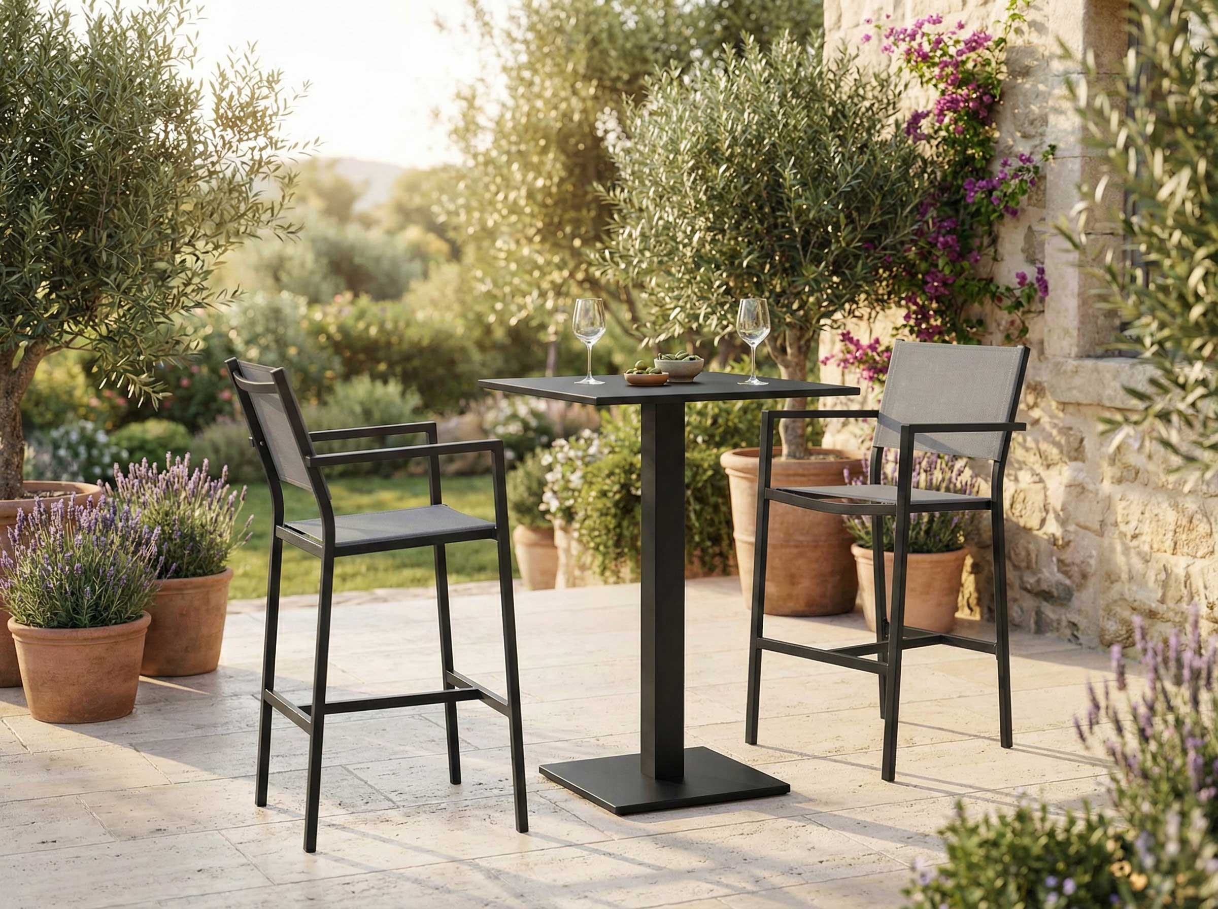 Tabouret de bar Arianne aluminium et textilène - anthracite/gris argenté - Image 4