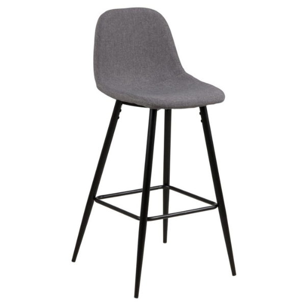 Tabouret de bar en tissu Wilhelm, H:65cm - gris clair/noir - Image 7