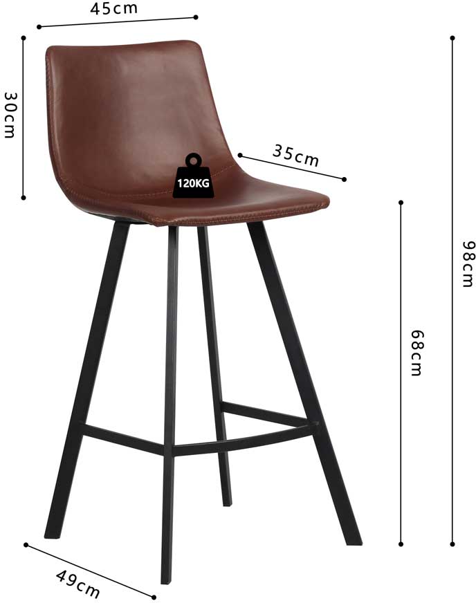 Tabouret de bar Ozan 68cm - brun - Image 3