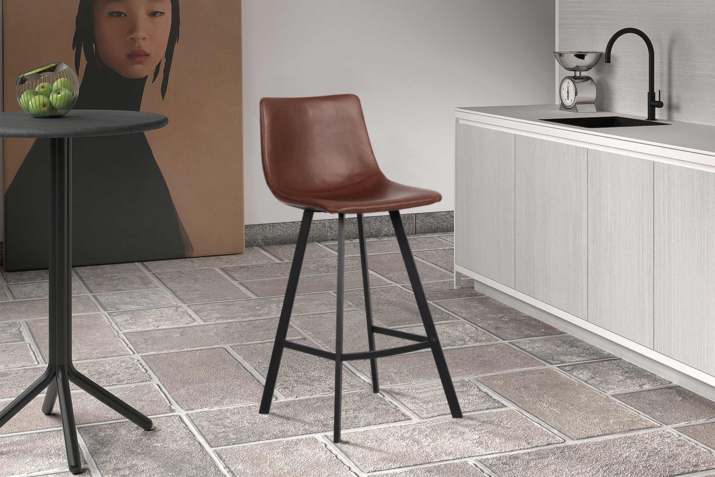 Tabouret de bar Ozan 68cm - brun - Image 8