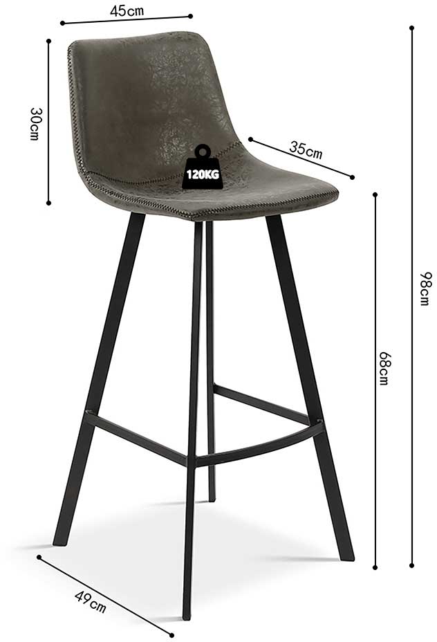 Tabouret de bar Ozan 68cm - gris - Image 2