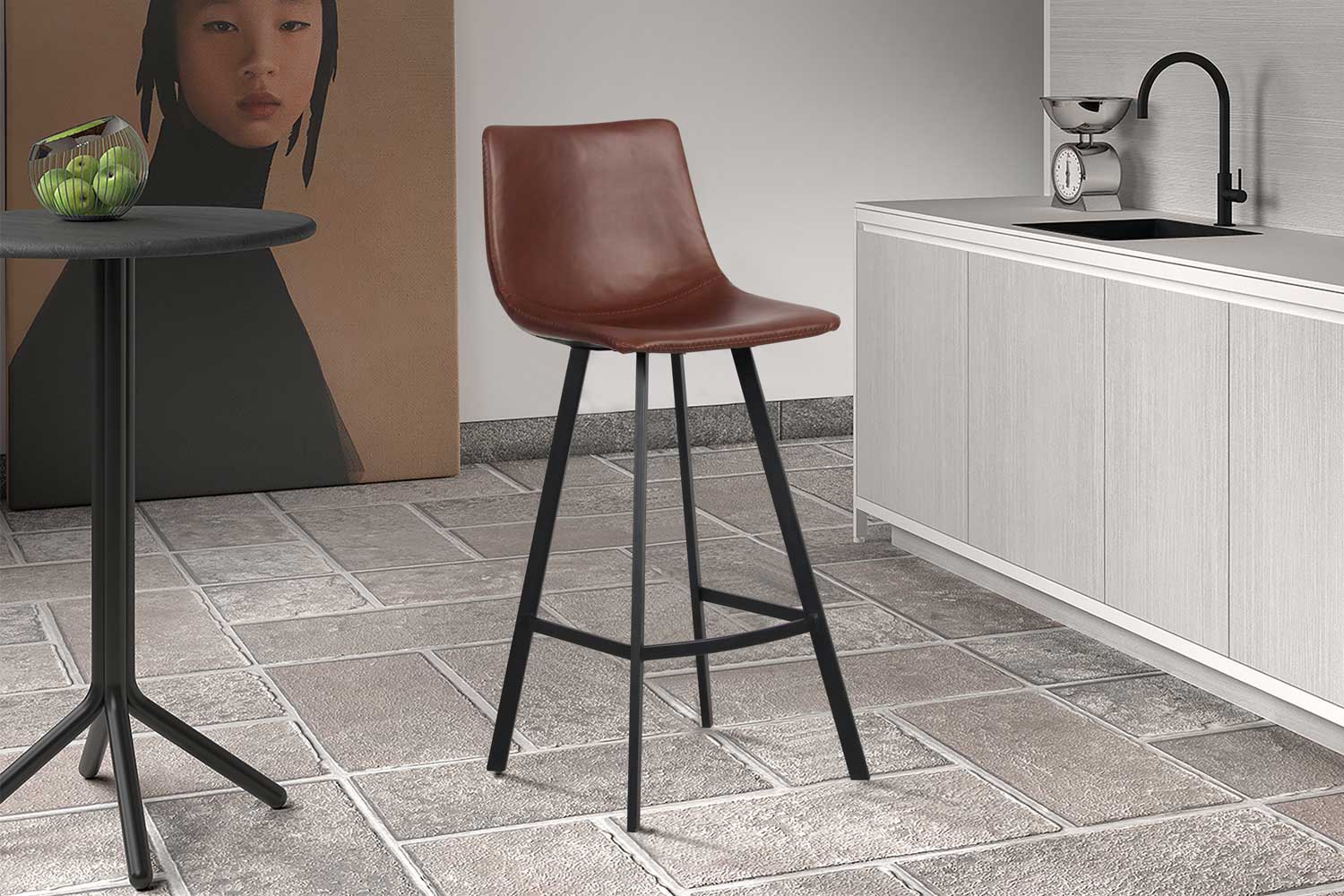 Tabouret de bar Ozan 78cm - brun - Image 7