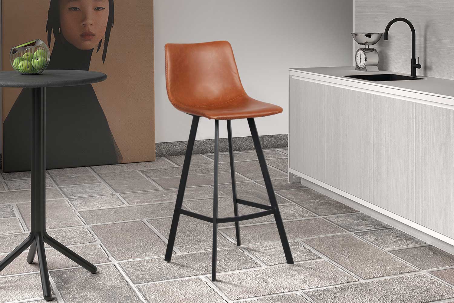 Tabouret de bar Ozan 78cm - cognac - Image 8