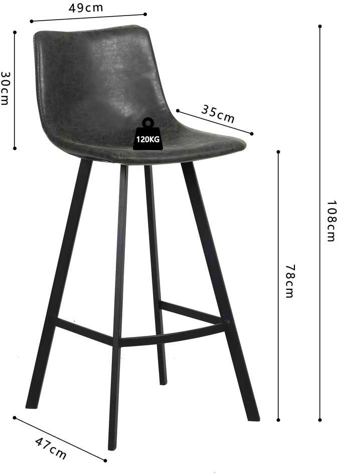 Tabouret de bar Ozan 78cm - noir - Image 2