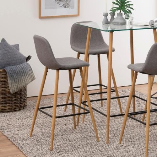 Tabouret de bar Wilhelm - gris clair/chêne