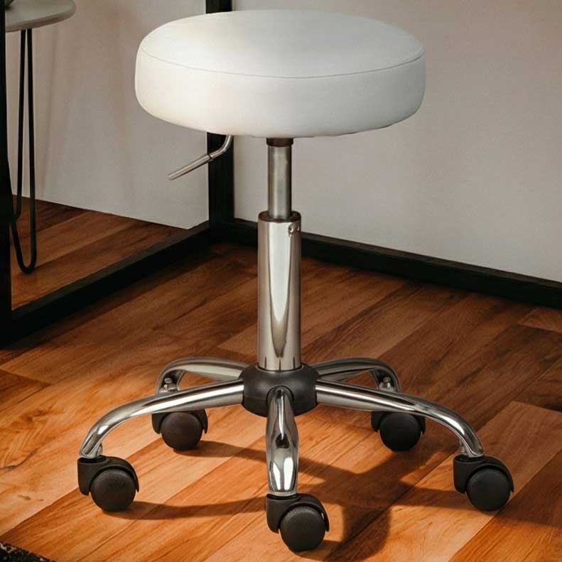 tabouret de bureau sur roulettes Asra - blanc
