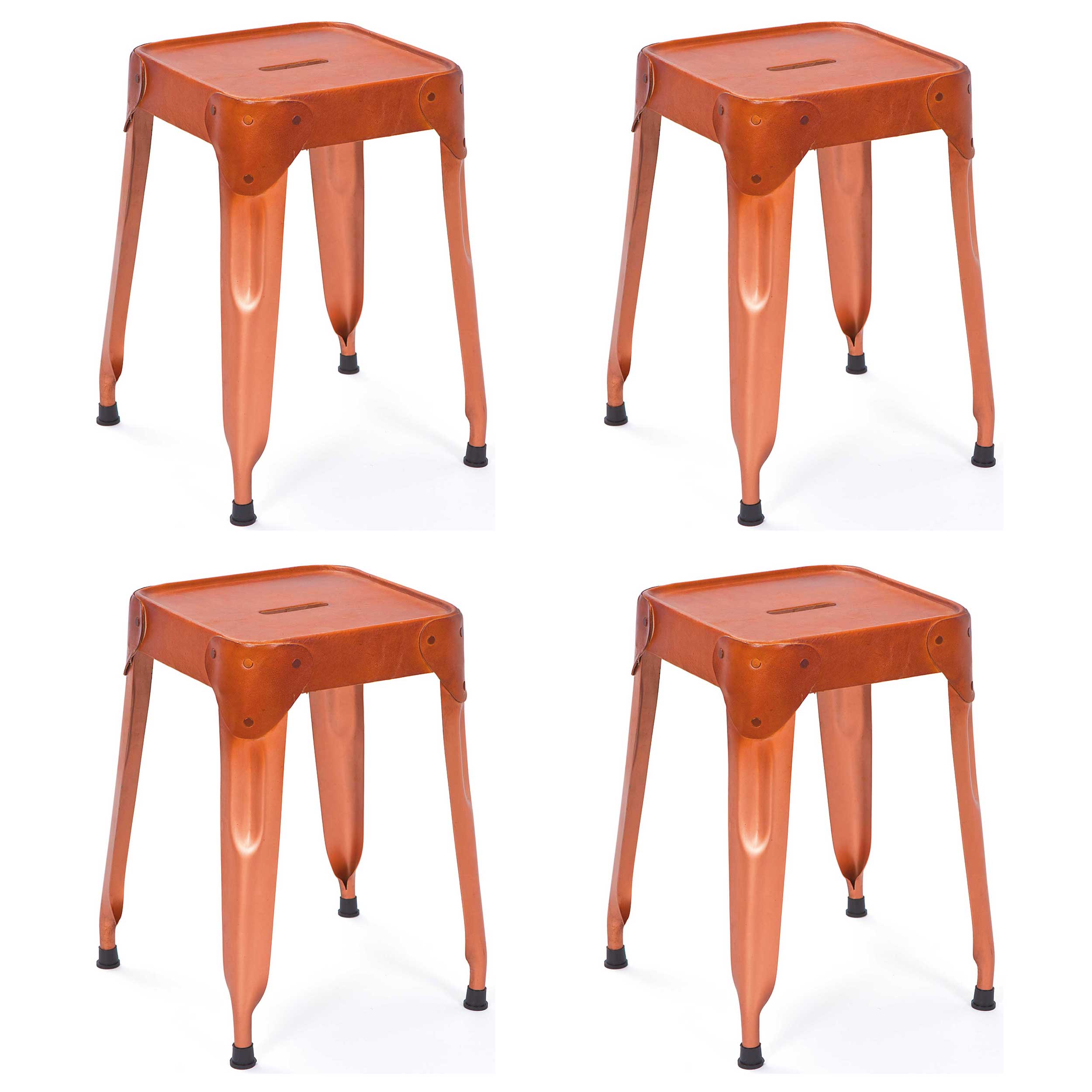 Tabouret en métal Reema carré - cuivre