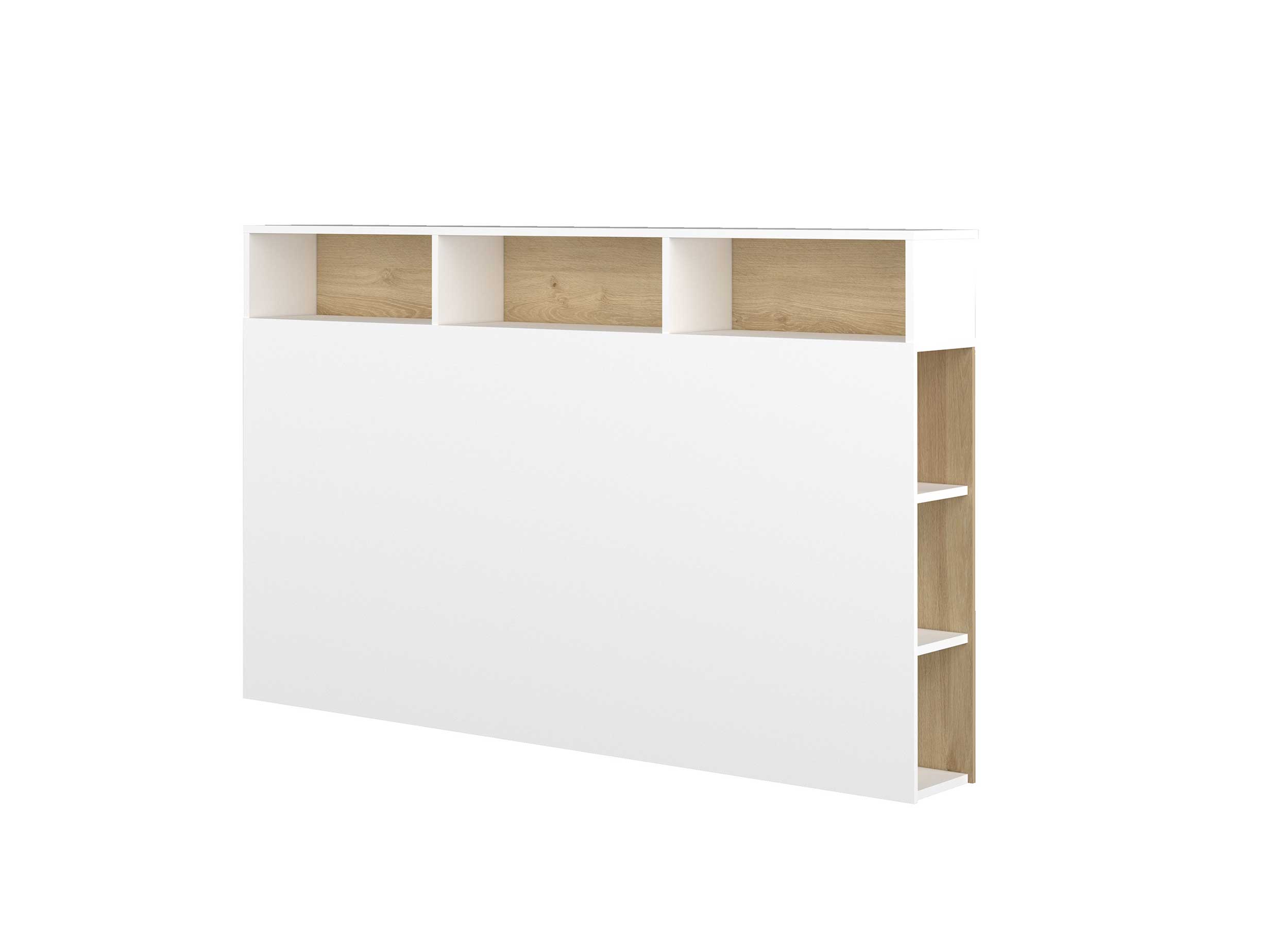 Tête de lit avec espace de rangement Keith 162cm - blanc/ chêne clair - Image 8