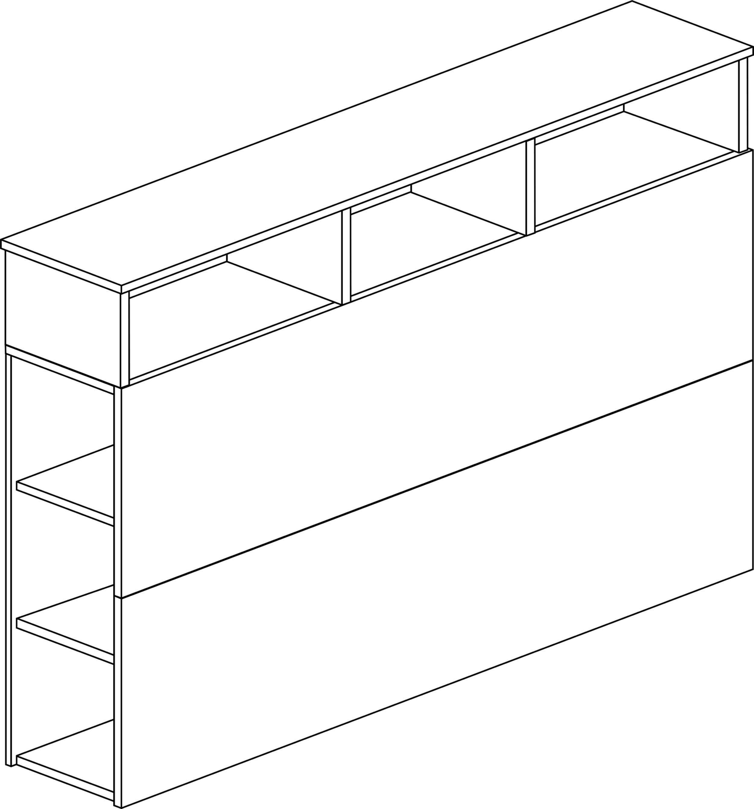Tête de lit avec espace de rangement Keith 162cm - chêne clair/ noir - Image 4