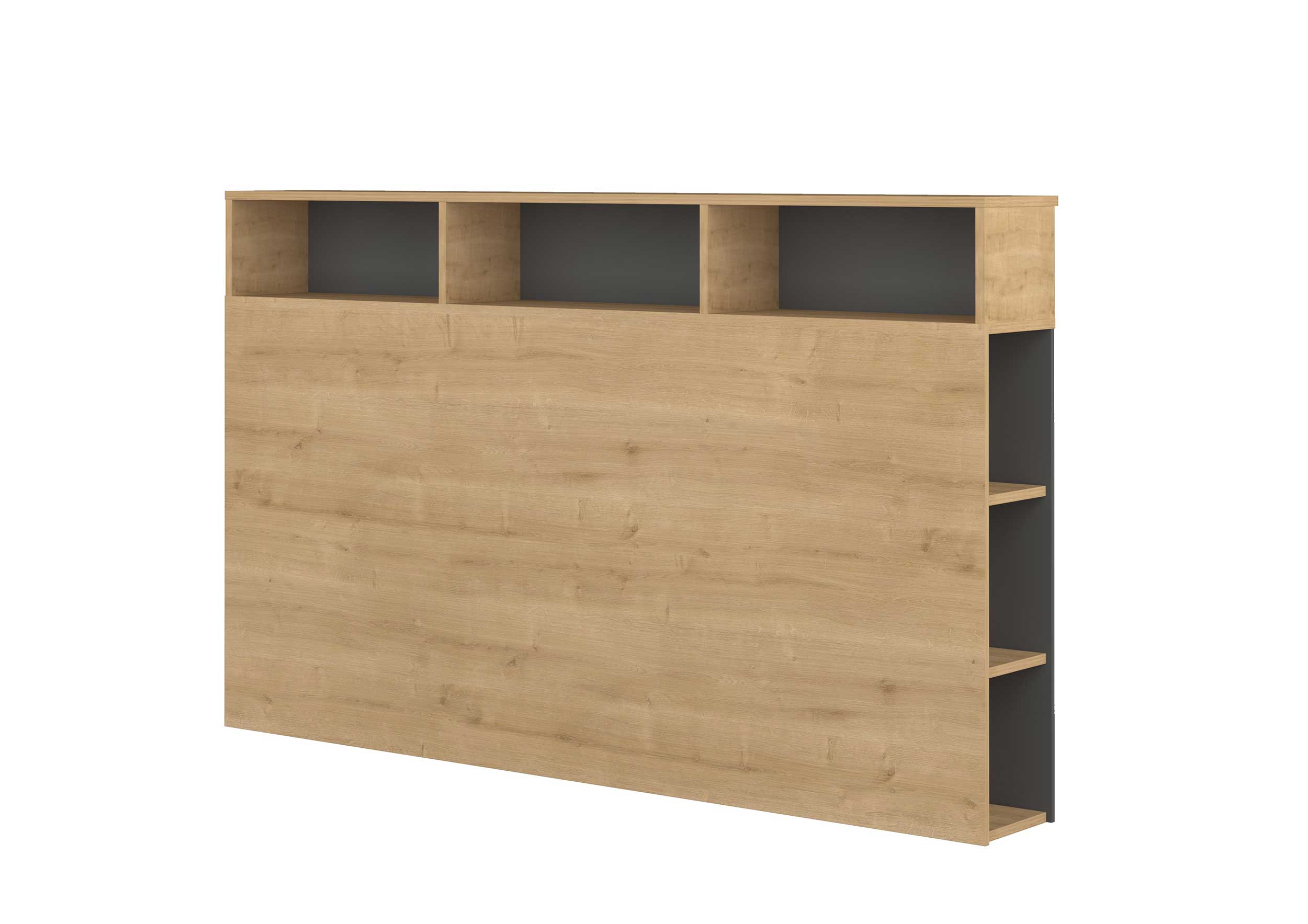 Tête de lit avec espace de rangement Keith 162cm - chêne clair/ noir - Image 8