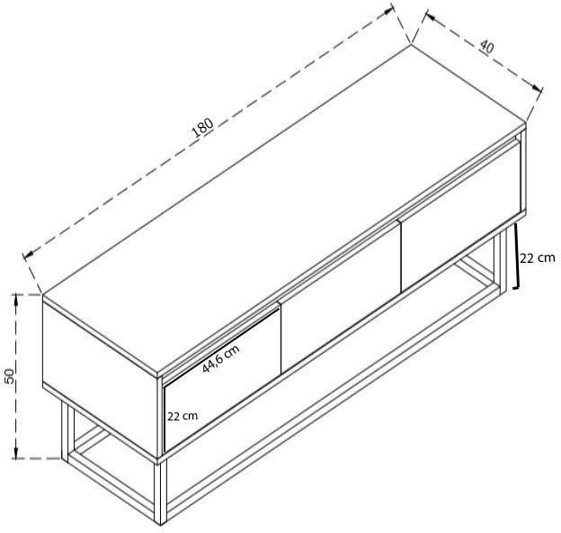 Tilsim 180 Meuble TV | 100 % MÉLAMINE | Noir, Pin - Image 3