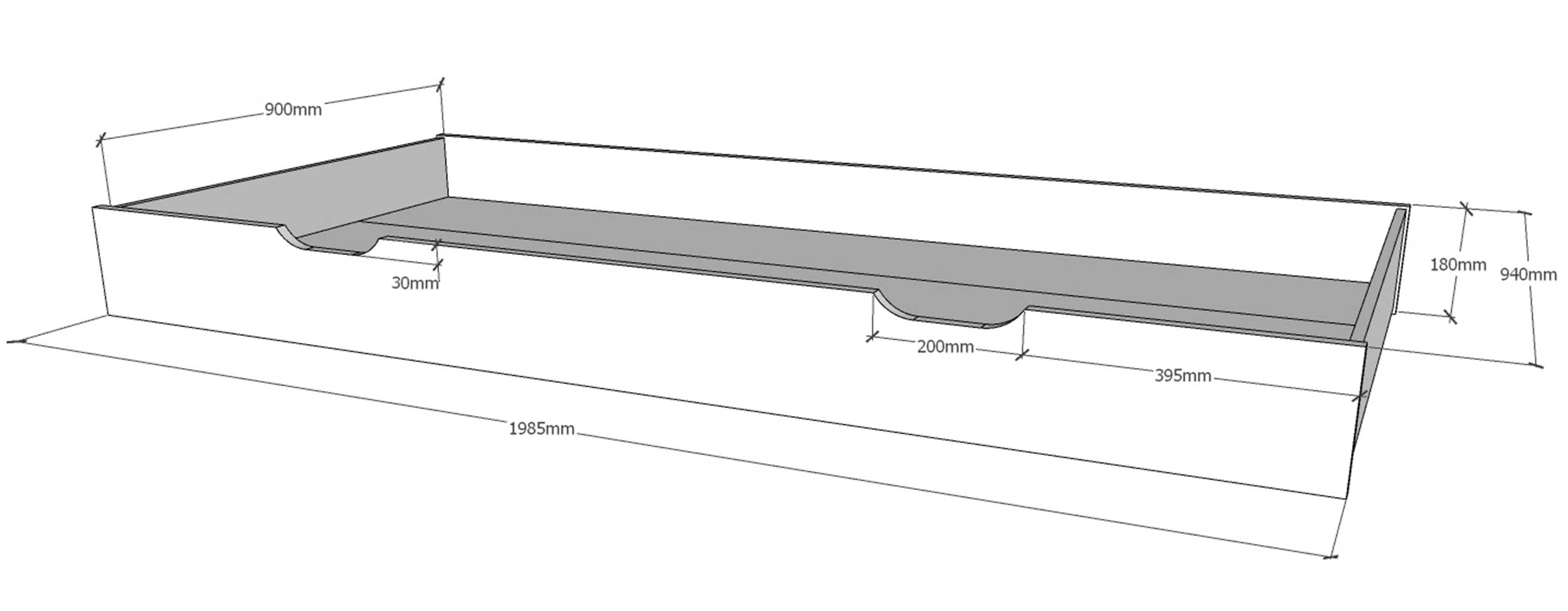 Tiroir de lit Dallas - bois pin - Image 2