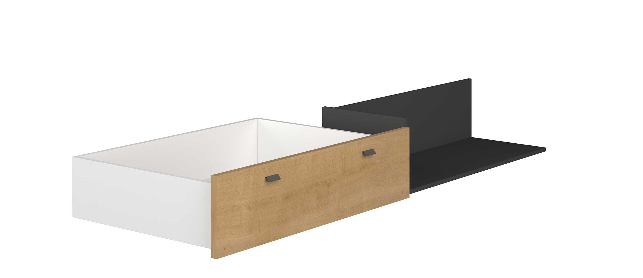 tiroir de lit & étagère Sanna 95cm & 98cm - chêne clair/ noir - Image 7