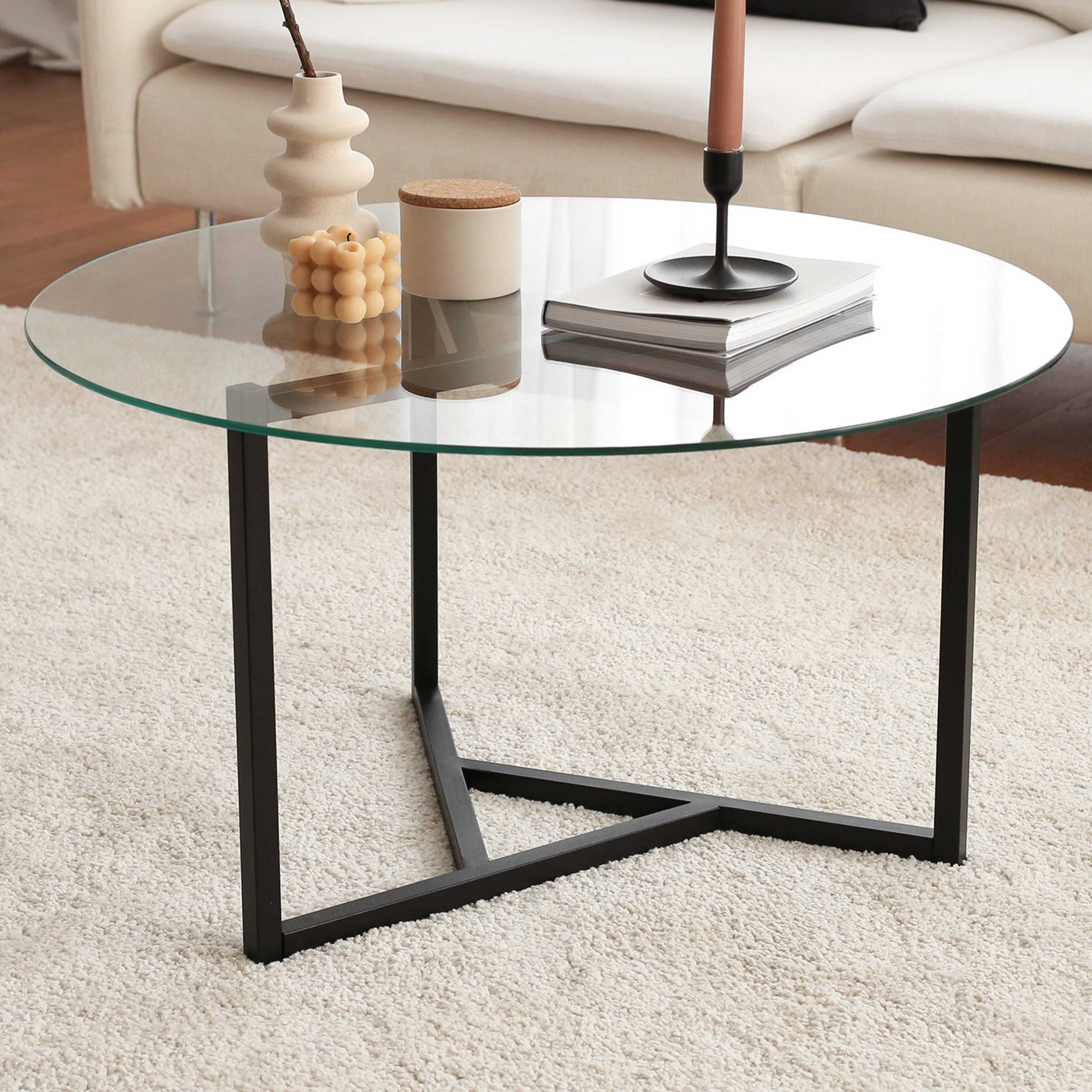 Trio G Table basse | Structure en métal | Transparente, noire