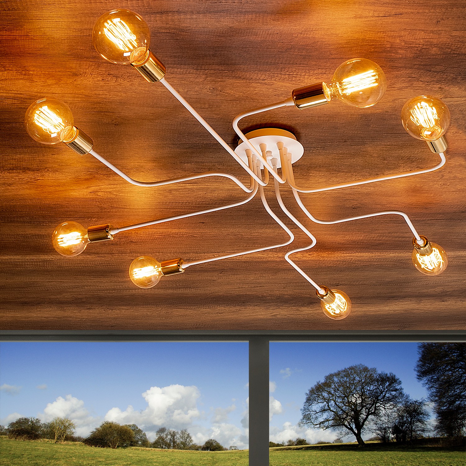 Truva Lustre | CORPS EN FER | Blanc