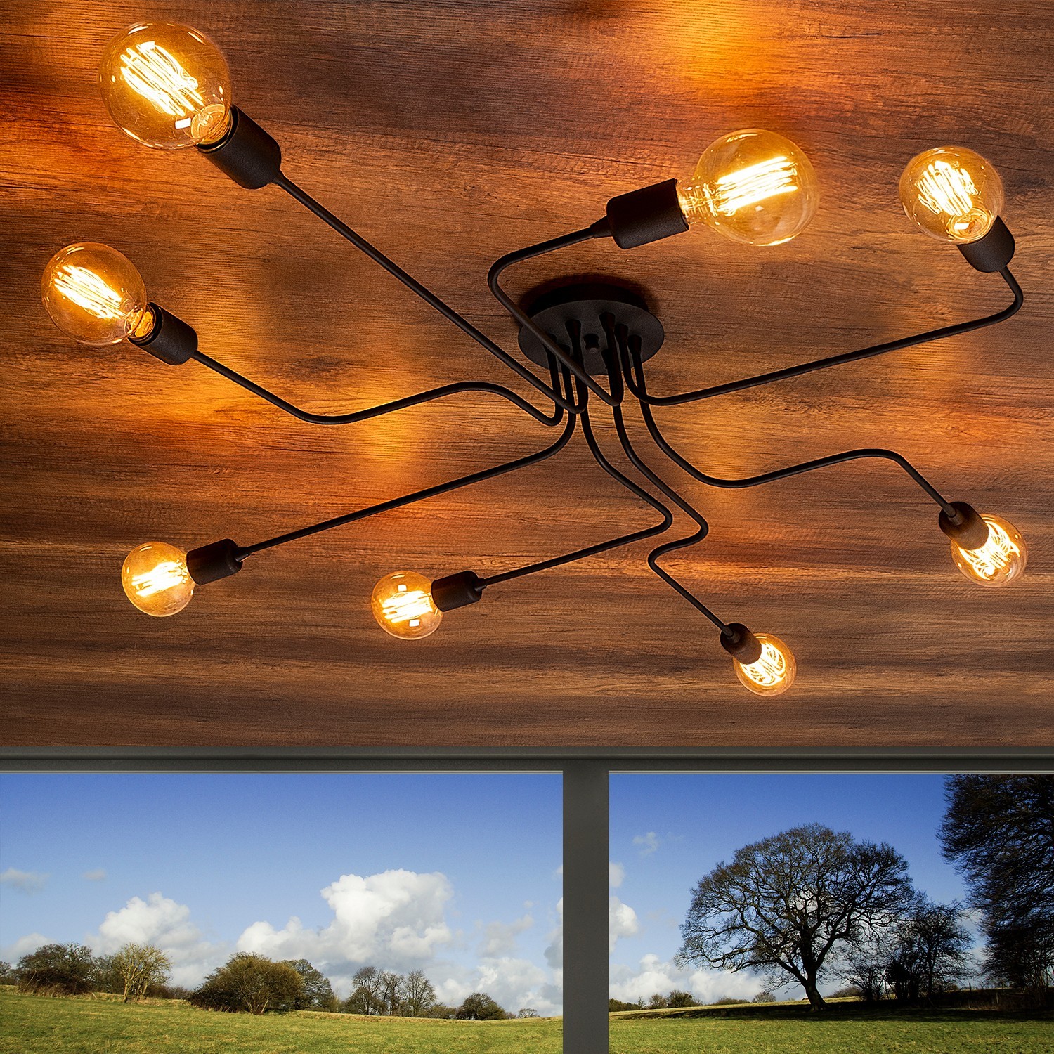 Truva Lustre | CORPS EN MÉTAL | Noir