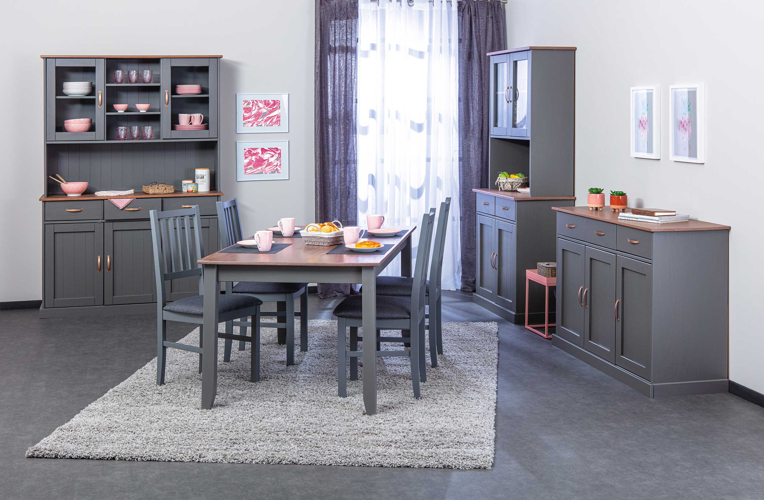 Vaisselier Cerci 90cm à 4 portes & 2 tiroirs - gris - Image 8