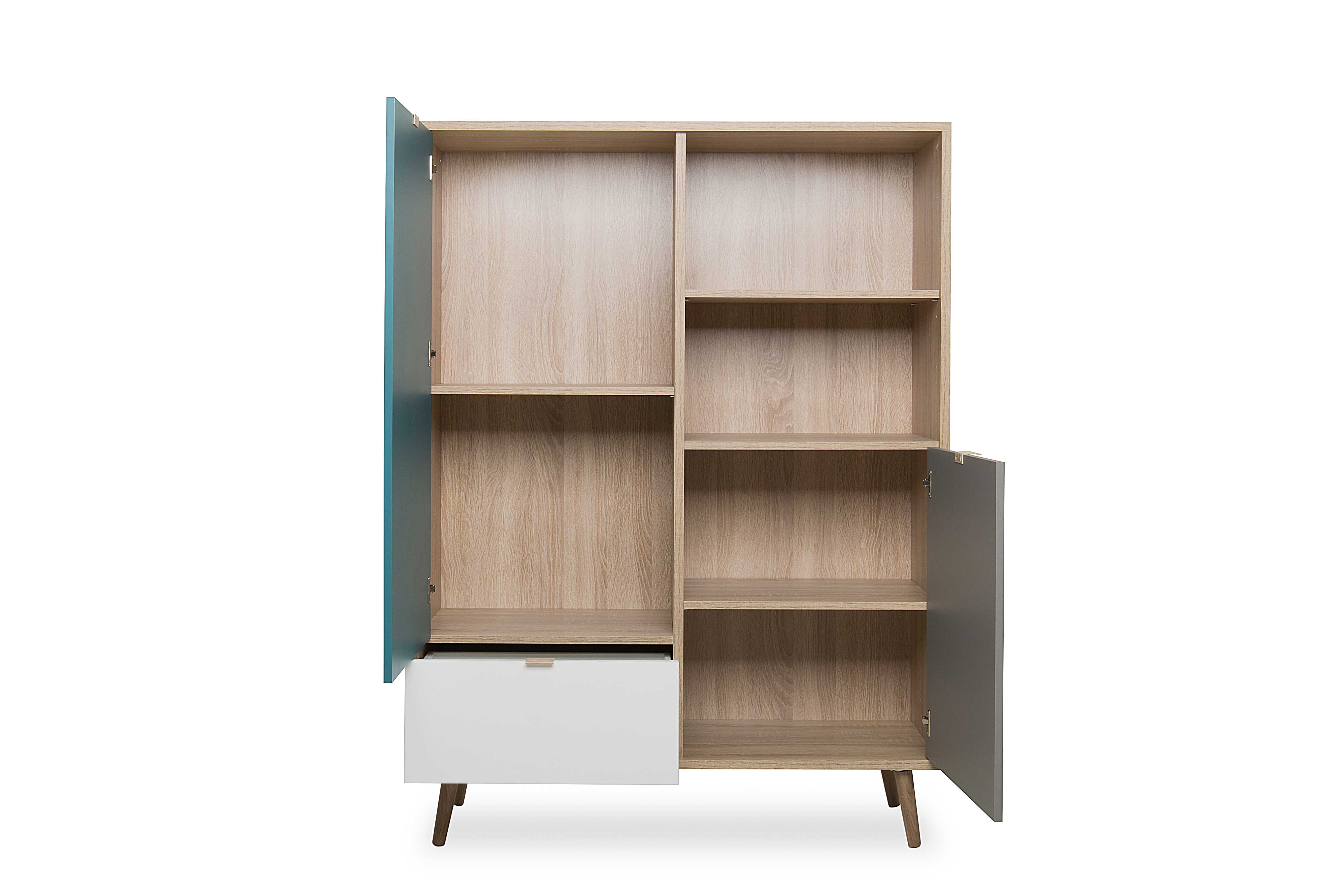 Vaisselier Cuba 103cm, 2 portes et 1 tiroir - bleu/blanc/gris - Image 3