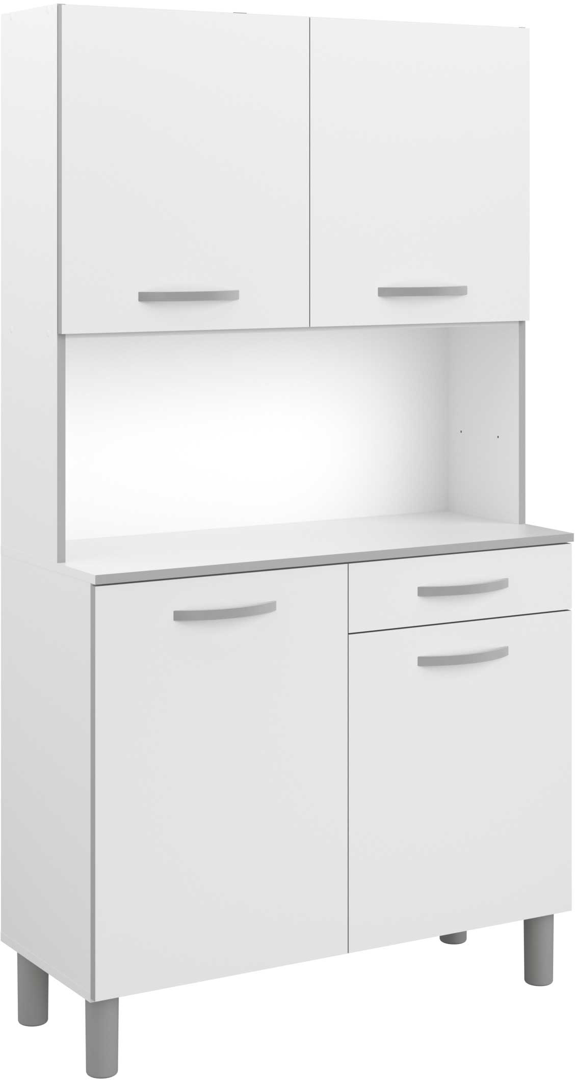 Vaisselier Easy 101cm, 4 portes & 1 tiroir - blanc - Image 4