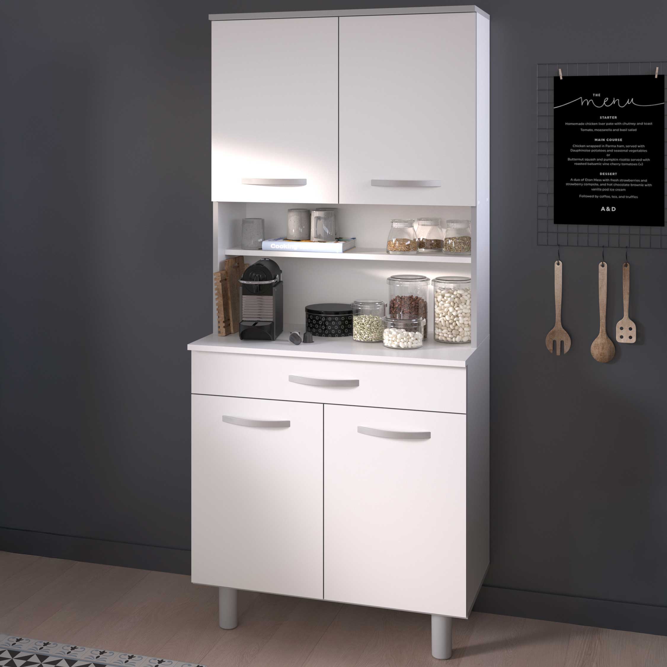 Vaisselier Easy 4 portes & 1 tiroir - blanc