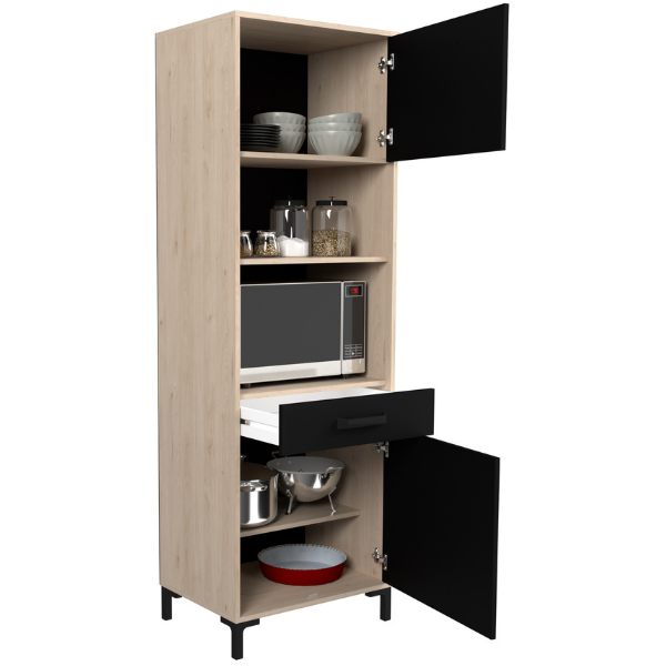 Vaisselier Felicity 60cm, 2 portes - décor chêne/noir - Image 6