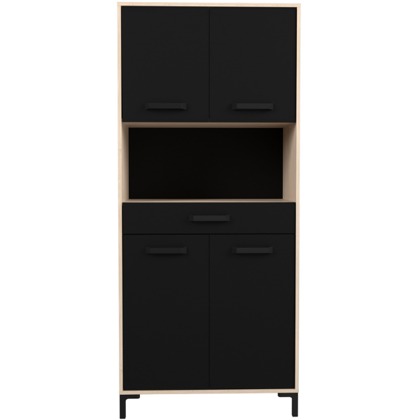 Vaisselier Felicity 80cm, 4 portes & 1 tiroir - décor chêne/noir - Image 4