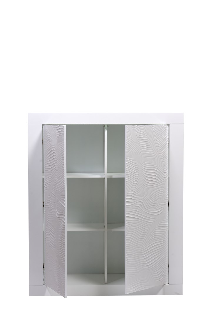 Vaisselier Kaia 121cm à 2 portes - blanc brillant - Image 3