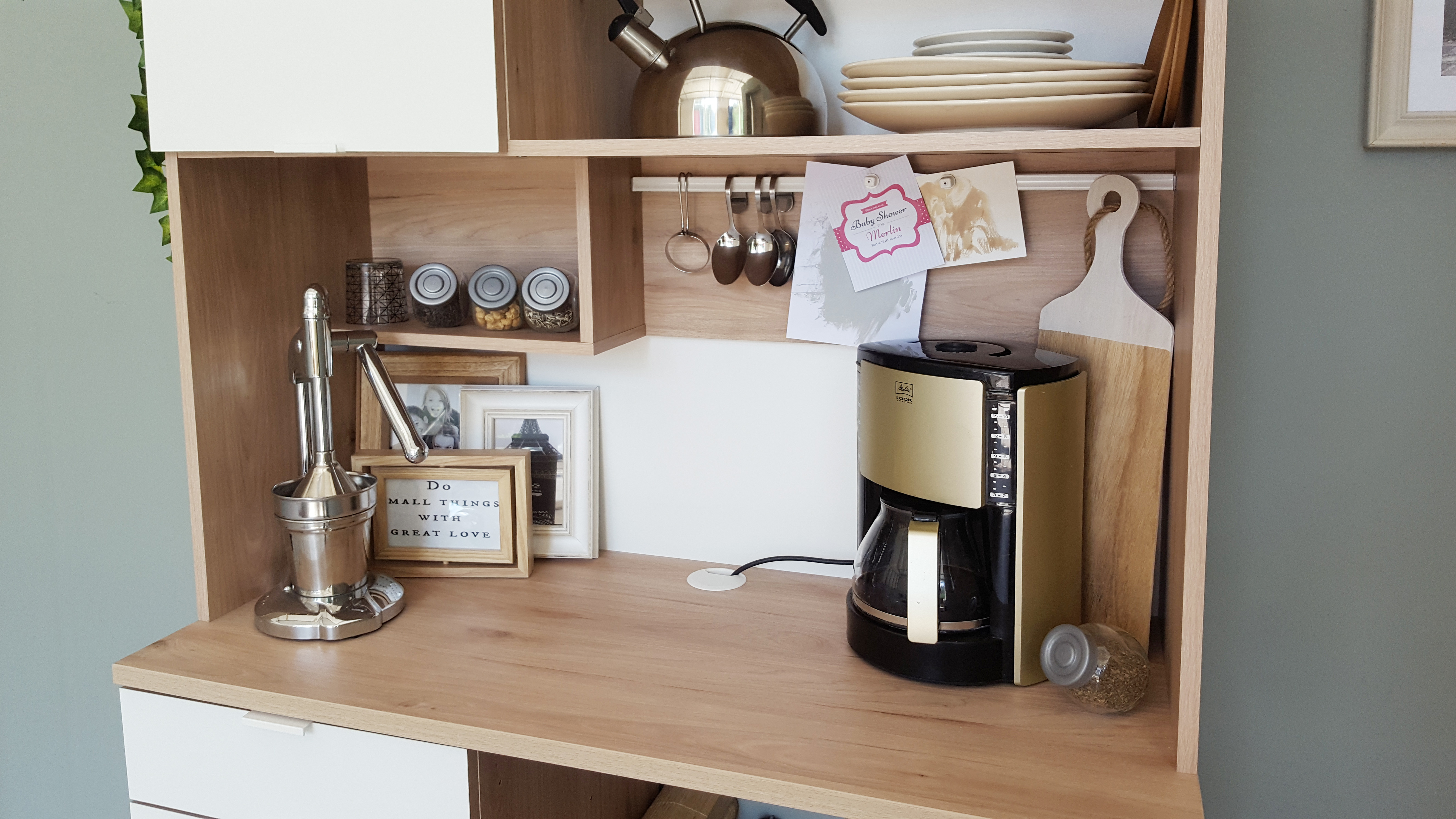 Vaisselier Lydia 100cm, 3 portes & 1 tiroir - blanc/décor de chêne - Image 2