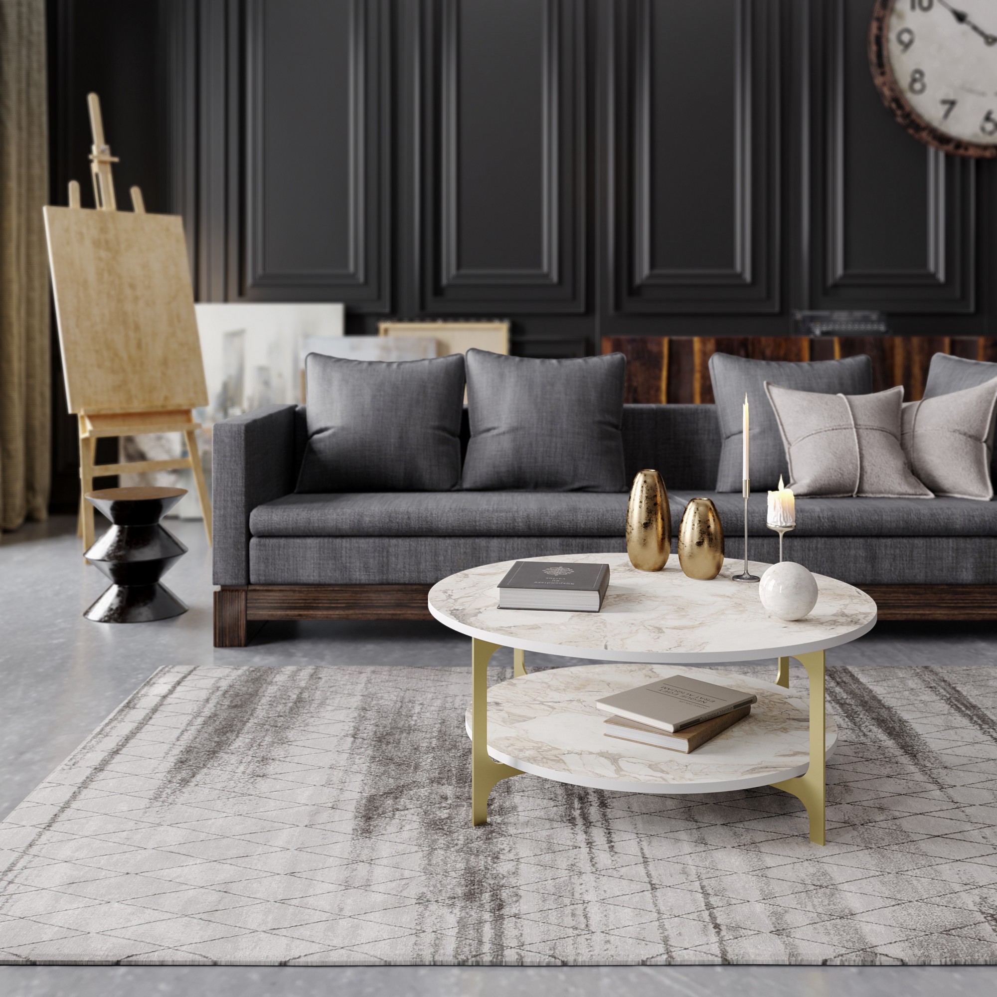 Versy Table basse | 100 % MÉLAMINE | Doré, Blanc - Image 3