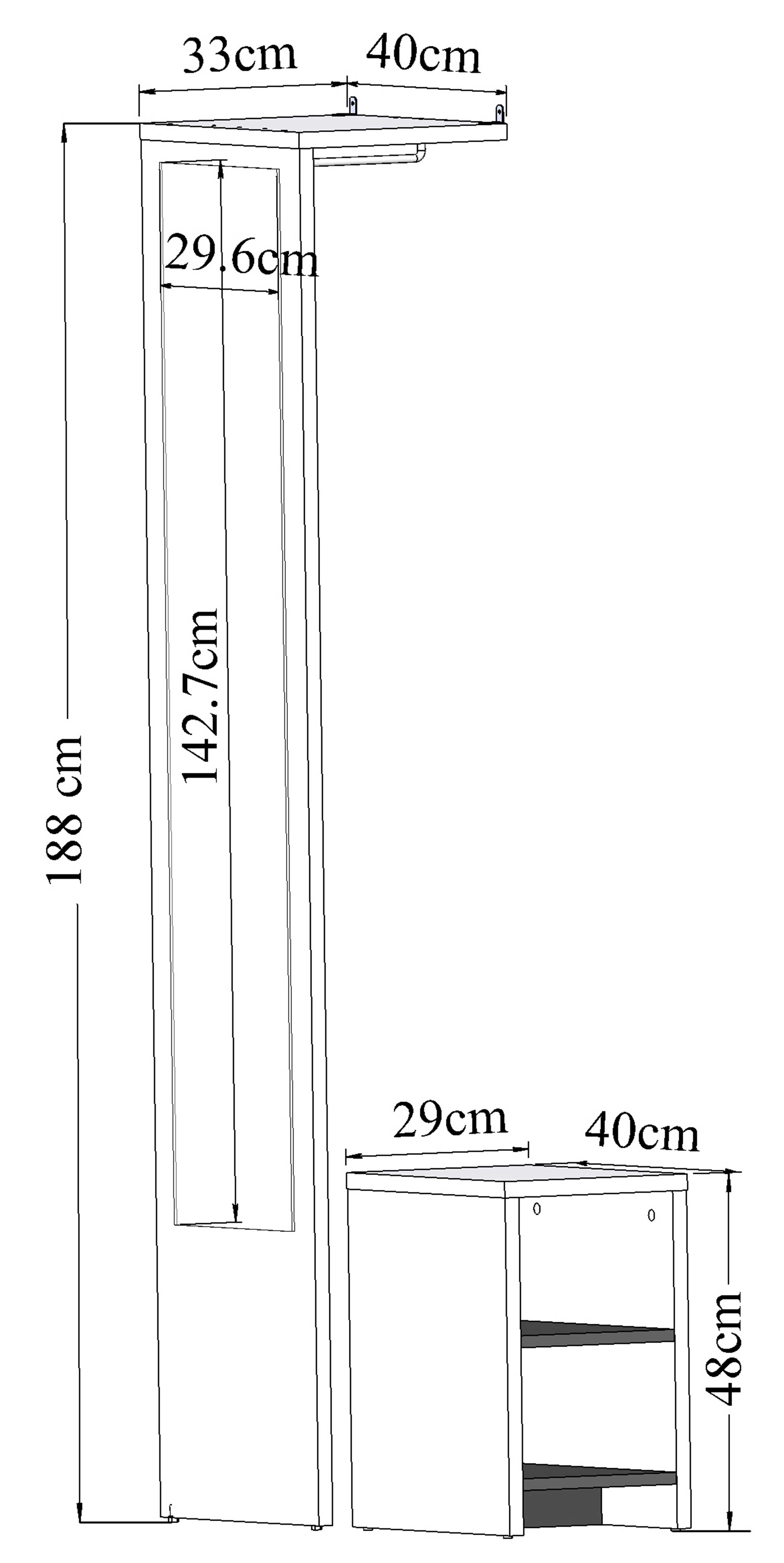 Vestiaire Vestibulo avec miroir - blanc/noir - Image 3