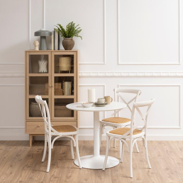 Vitrine Aston 145 cm 2 portes et 1 tiroir - chêne blanc - Image 3