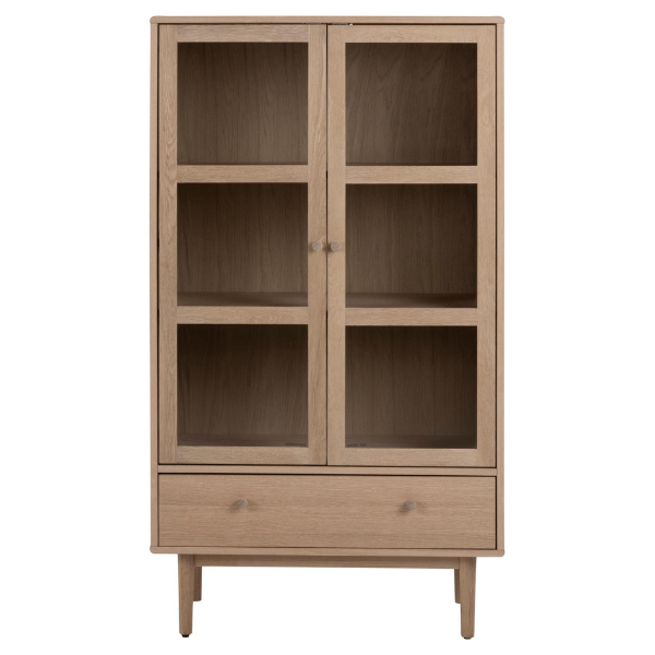 Vitrine Aston 145 cm 2 portes et 1 tiroir - chêne blanc - Image 9