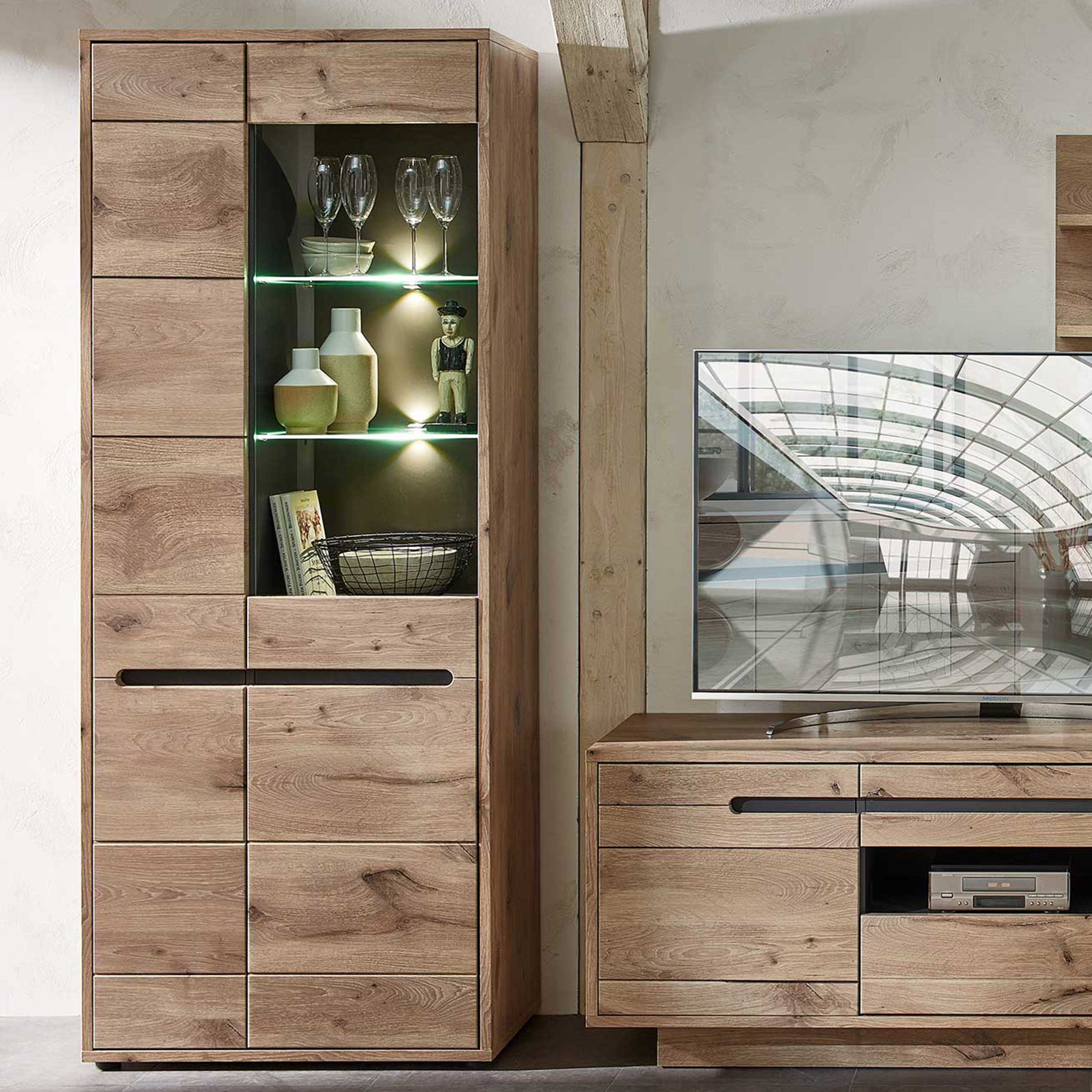 Vitrine Bellini 80cm 2 portes - chêne/anthracite - Image 6