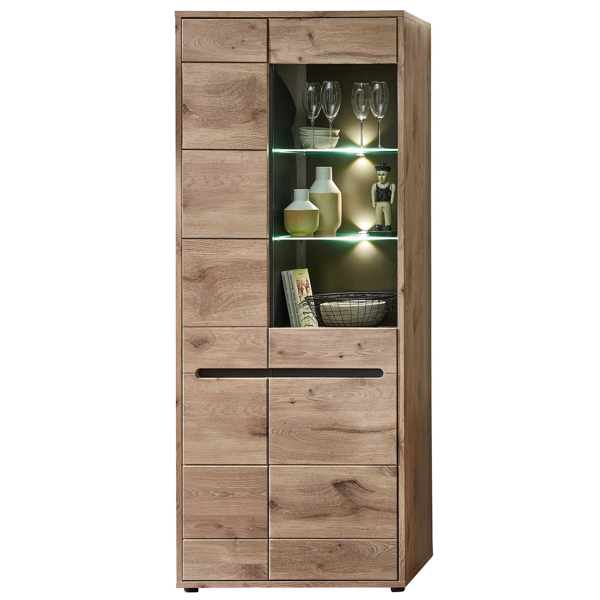 Vitrine Bellini 80cm 2 portes - chêne/anthracite - Image 7