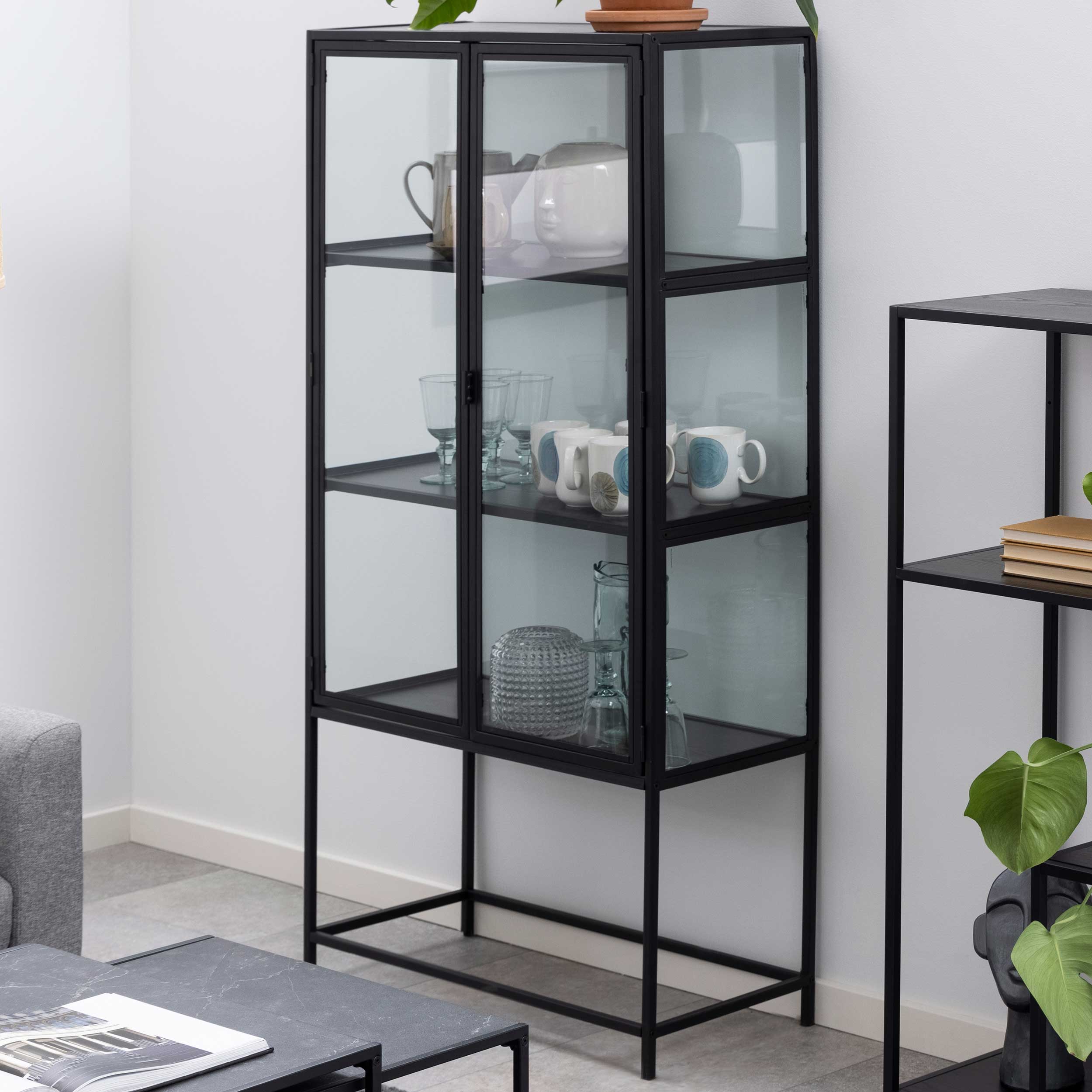 Vitrine Dover 150cm à 2 portes - noir