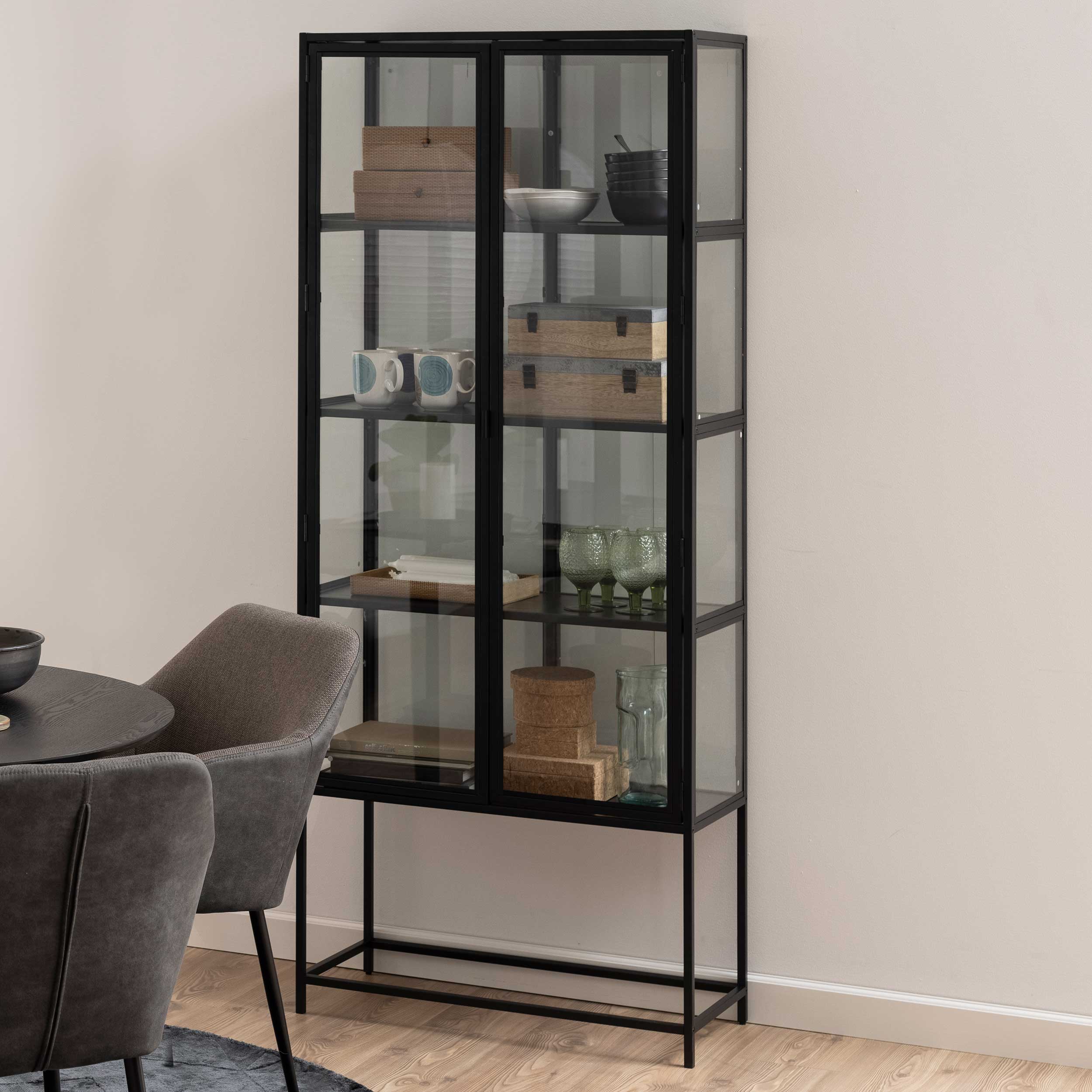 Vitrine Dover 77cm à 2 portes - noir
