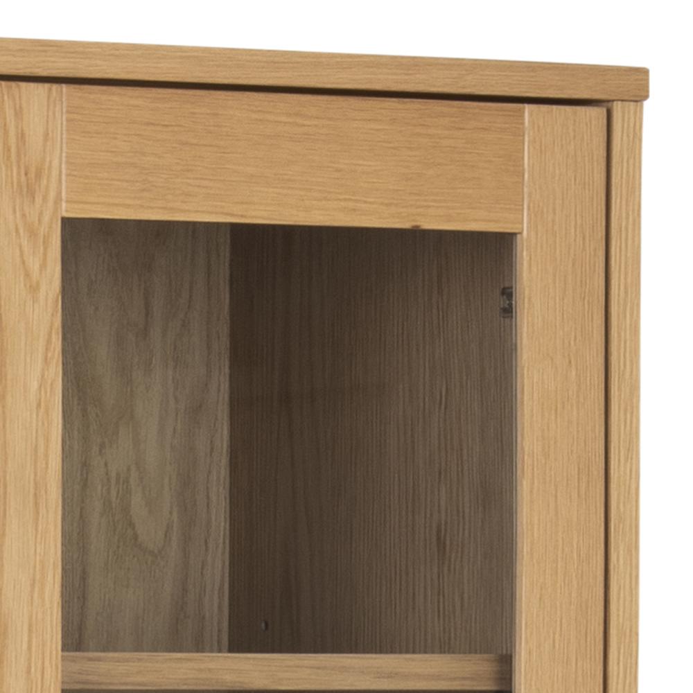 Vitrine Nalini 80cm, 4 portes motif à chevrons - chêne massif et placage de chêne - Image 3