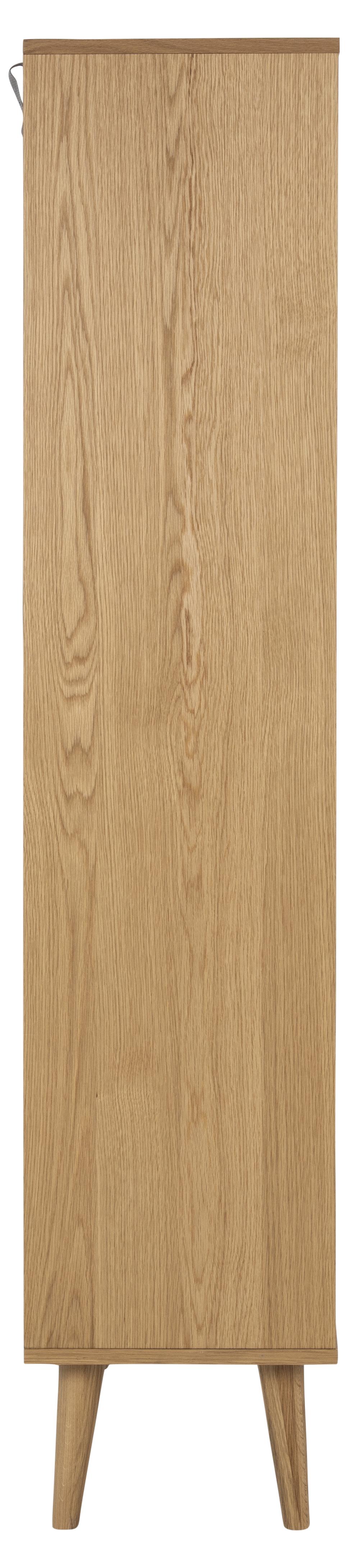 Vitrine Nalini 80cm, 4 portes motif à chevrons - chêne massif et placage de chêne - Image 4