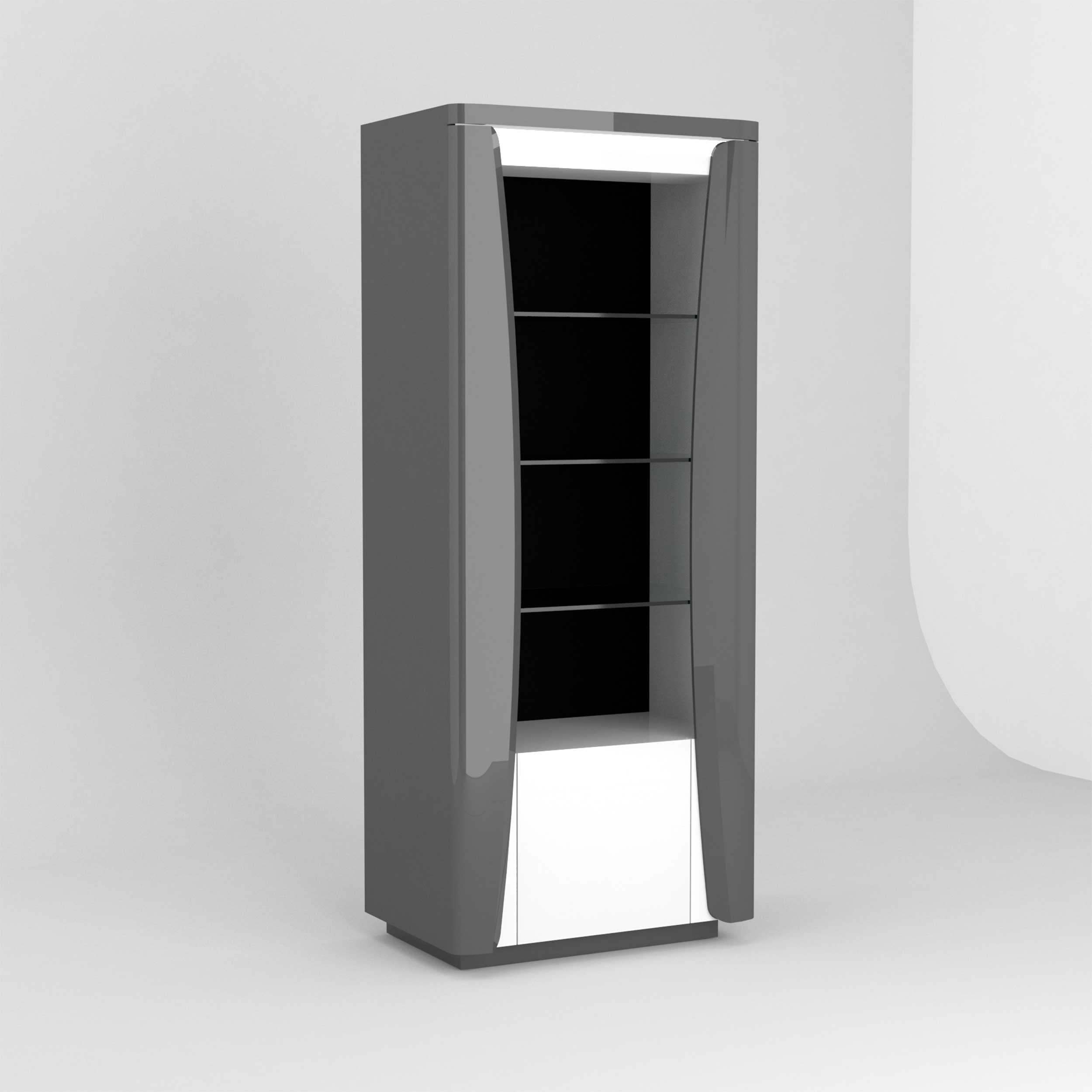 Vitrine Teo 70cm 1 porte - anthracite/blanc brillant - Image 9