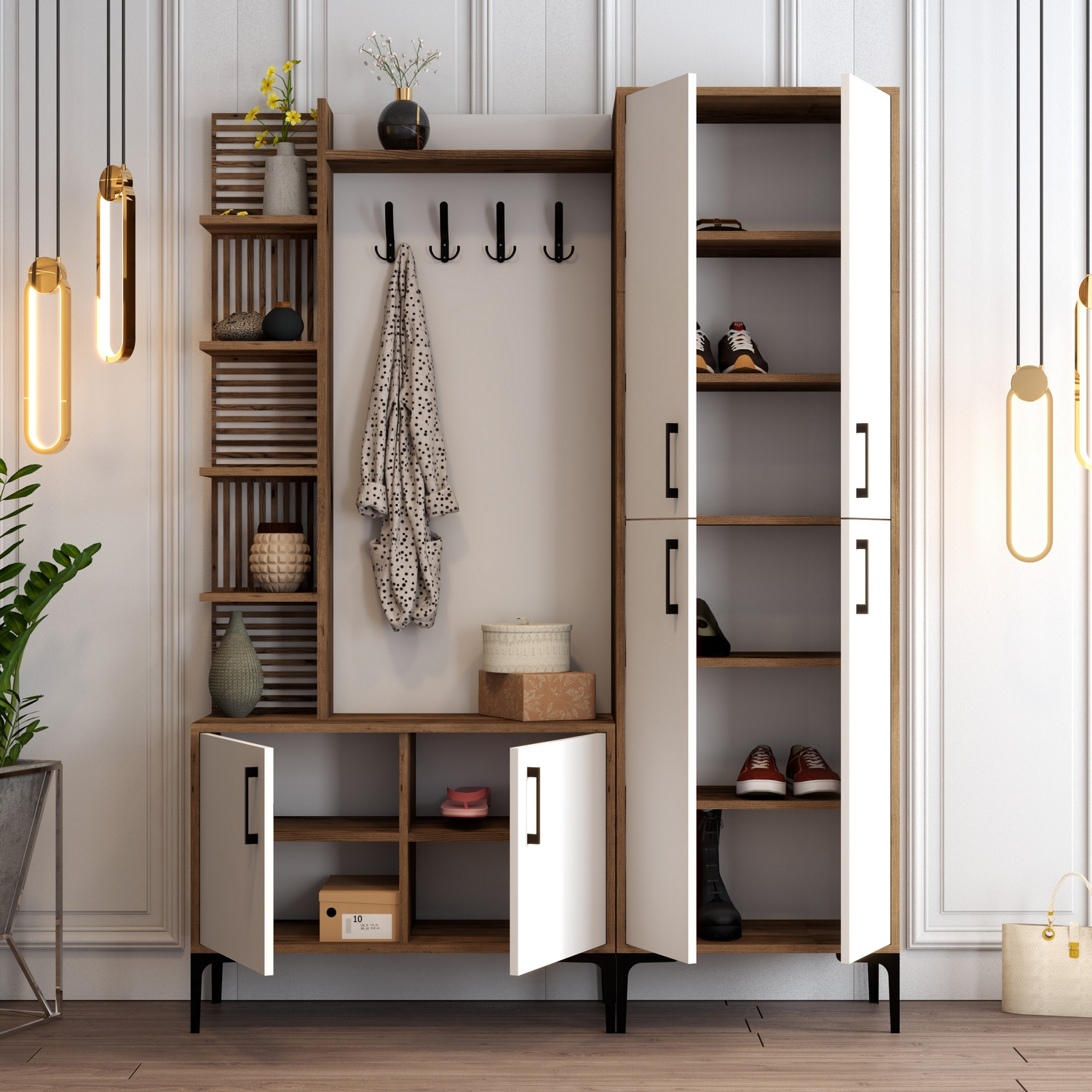 Viyana DA Meuble d'entrée | 100 % MÉLAMINE | Noyer, blanc - Image 5