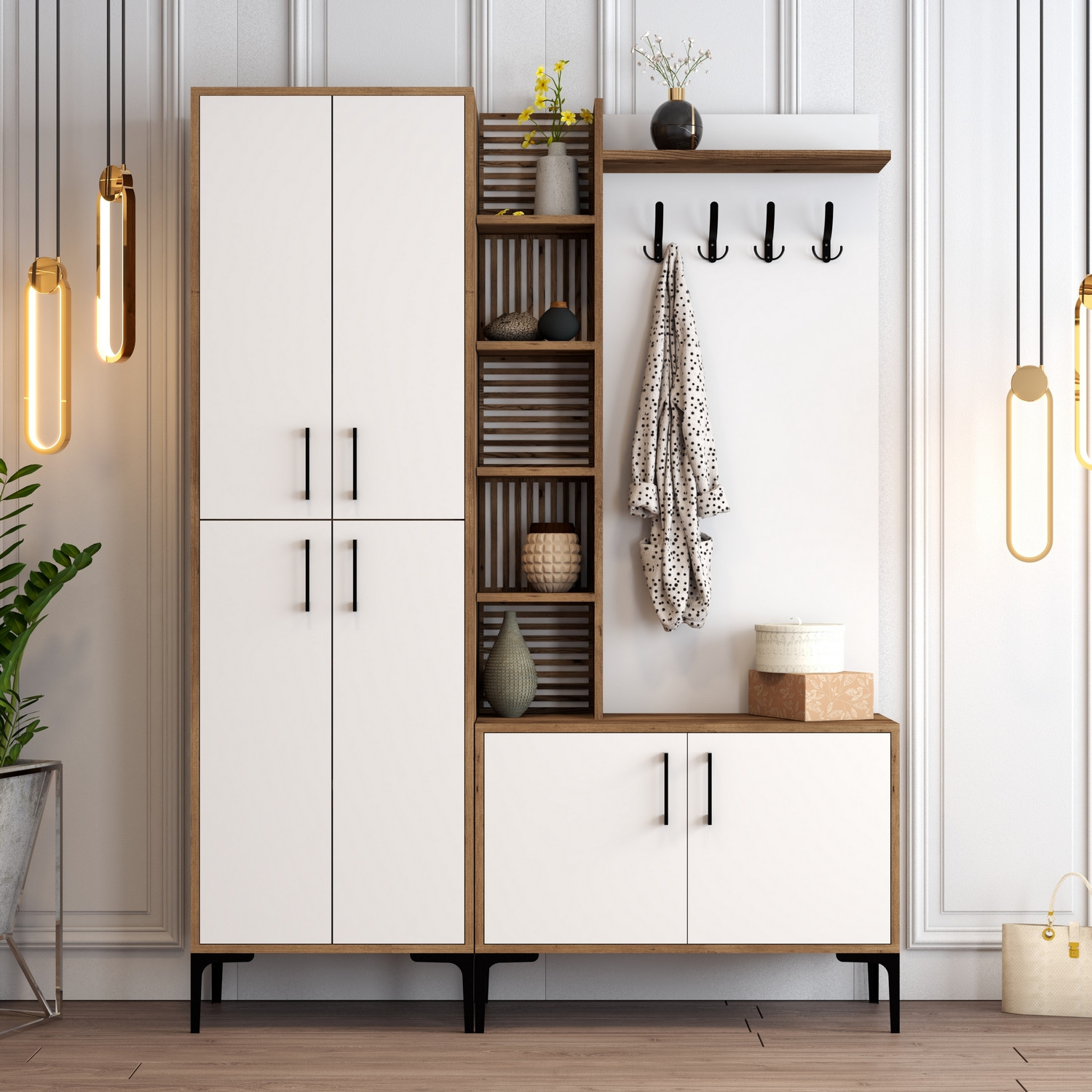 Viyana DA Meuble d'entrée | 100 % MÉLAMINE | Noyer, blanc - Image 7