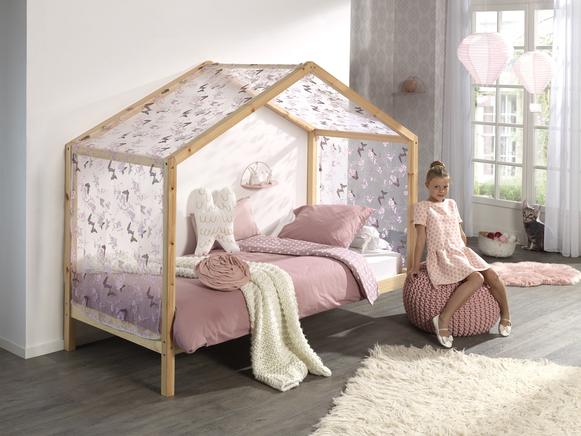 Voile avec dessin de papillons - rose - Image 8