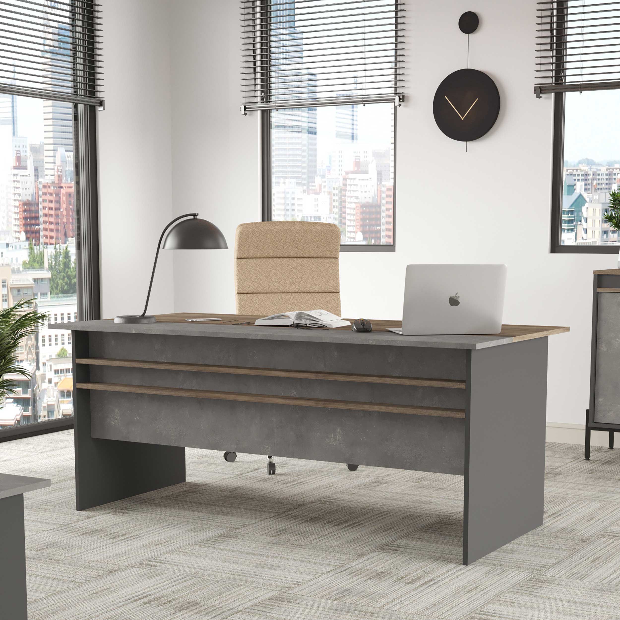 VS1 Bureau d'étude | 100 % MÉLAMINE | Marron, gris, anthracite - Image 6