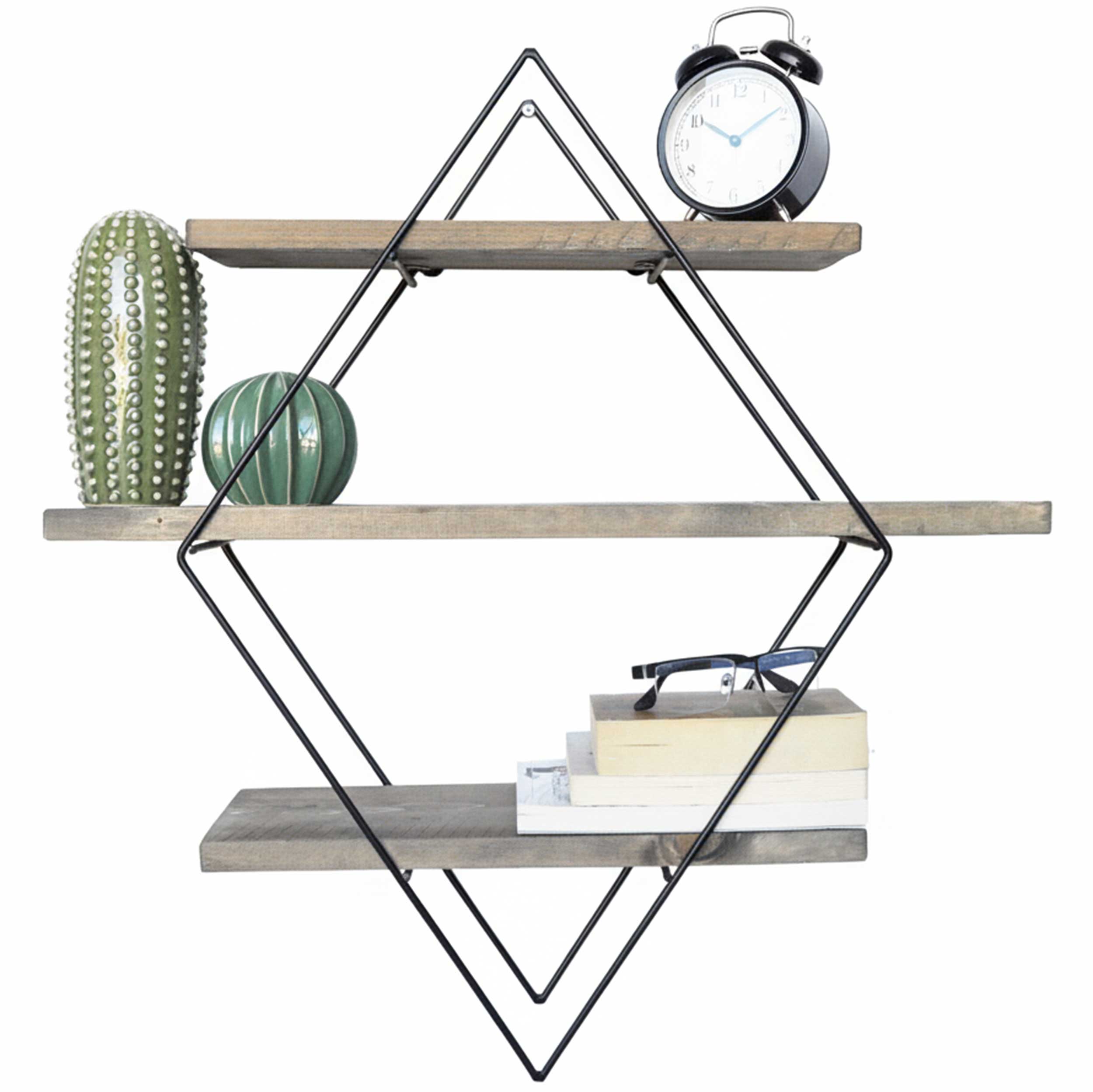 Wr007 Étagère murale décorative en bois | 100 % bois d'épicéa | Noyer, noir - Image 2