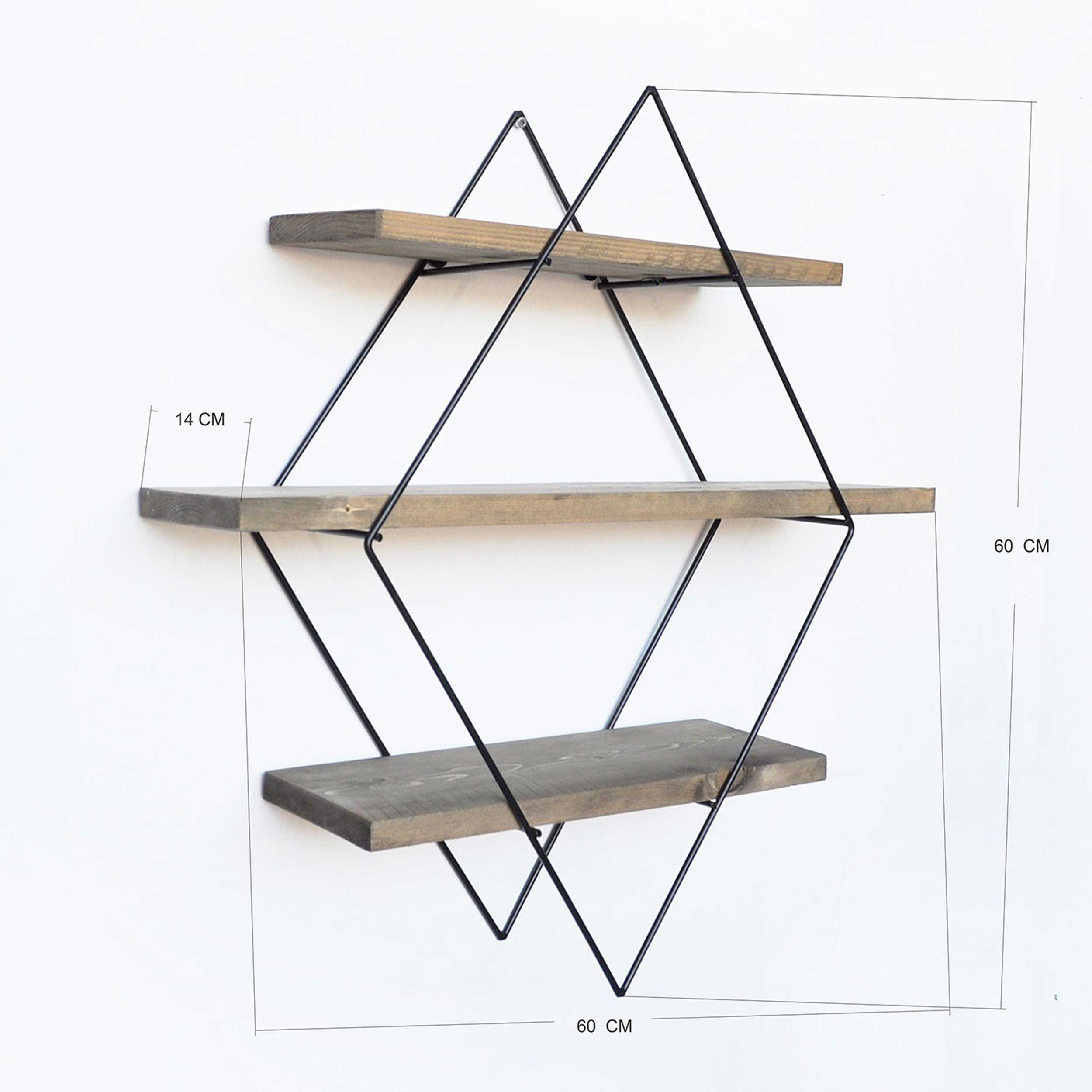 Wr007 Étagère murale décorative en bois | 100 % bois d'épicéa | Noyer, noir - Image 4